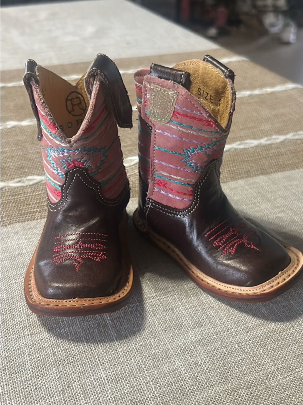 Infant Roper Brown and Pink Kids Western Boots